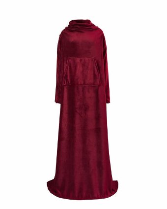 Warm Blanket Long Coral Fleece Blanket With Sleeves Coral Fleece Pocket Blanket Winter Wash Flannel Blankets - KIIRA General Store